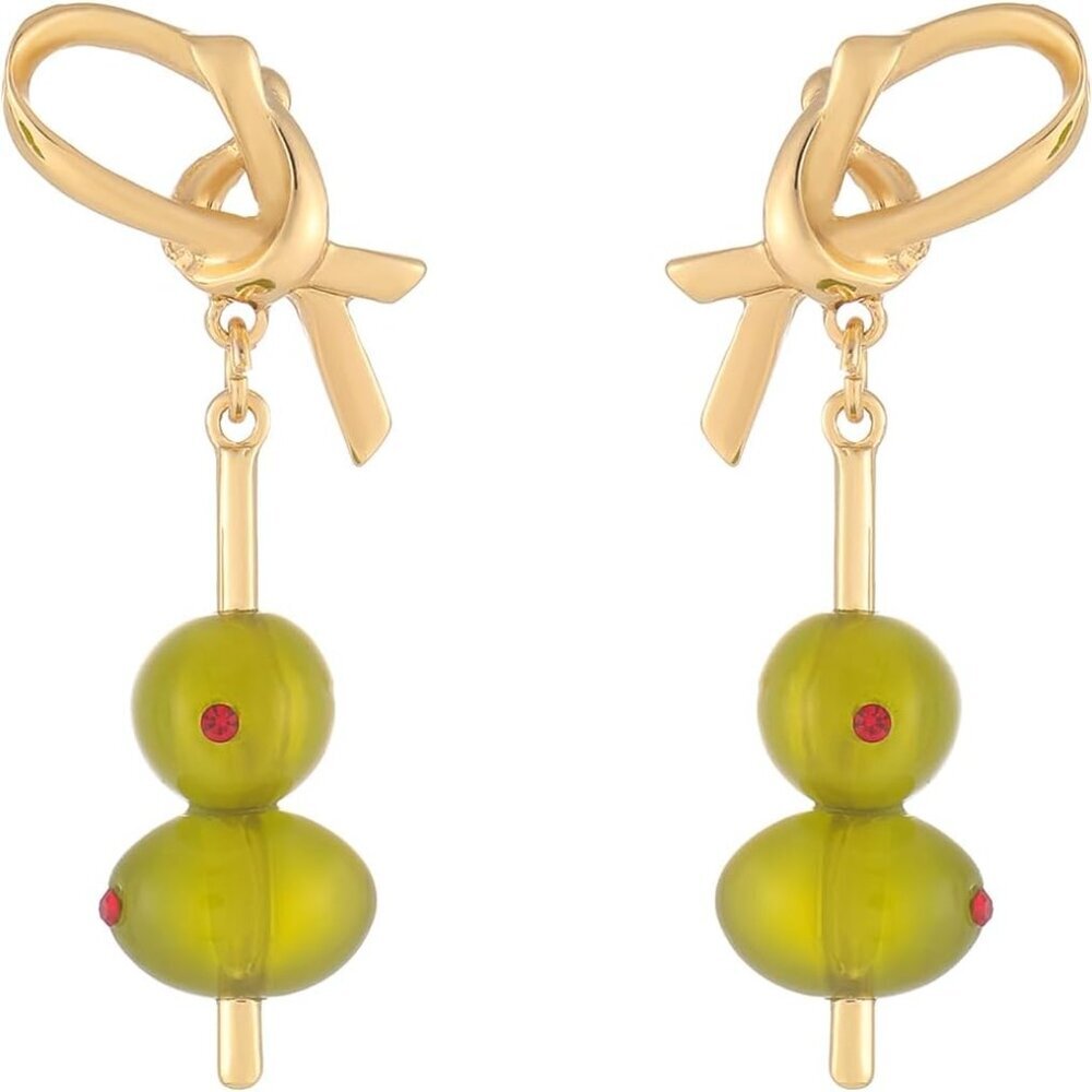 Small Olive Zinc Rhinestone Dangle Earrings with Lever Back for Women